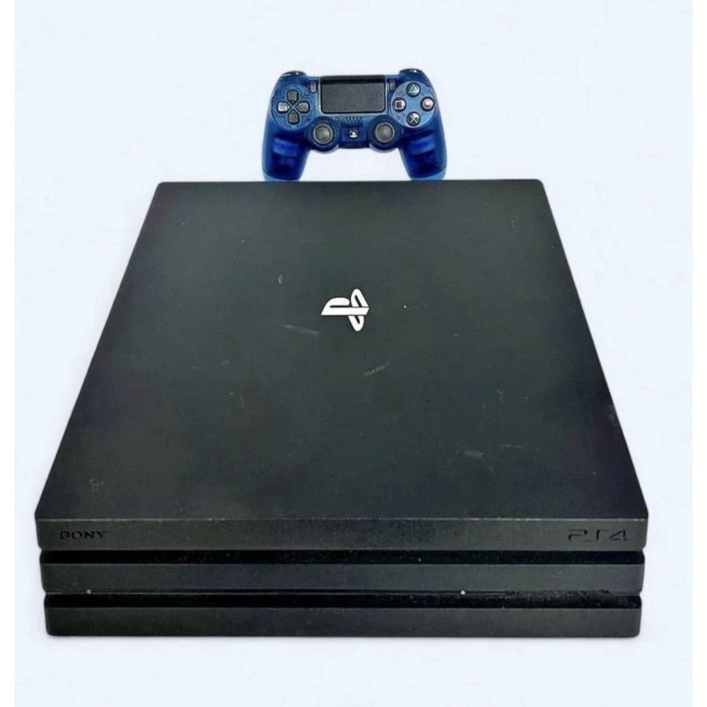 Sony PlayStation 4 Pro 1TB 4K UHD Black w/ Blue DualShock 4 & Cords